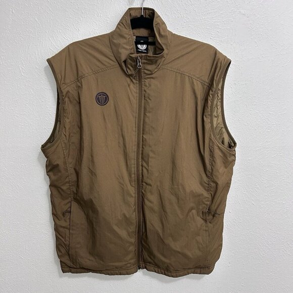 Wild Things Vest Coyote Brown Full Zip Primaloft Zipped Pockets Made in USA Sz L - Picture 1 of 11